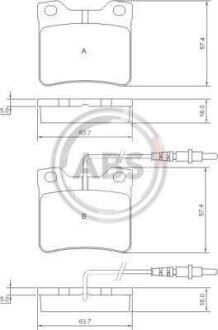 Гальмівні колодки, дискове гальмо (набір) A.B.S. 36683