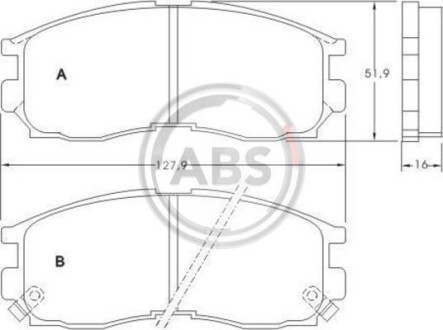 Гальмівні колодки передні Mitsubishi Colt IV, Eclipse, Galant IV,V,VI, Lancer IV,V 1.6-2.5 91- A.B.S. 36763