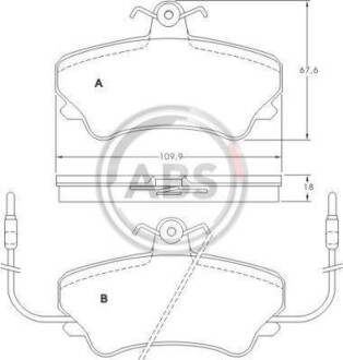 Гальмівні колодки, дискове гальмо (набір) A.B.S. 36768