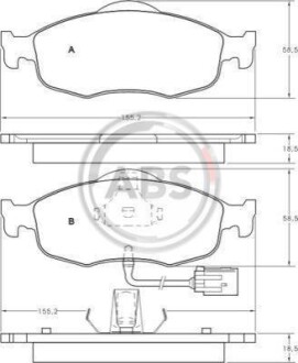 Гальмівні колодки, дискове гальмо (набір) A.B.S. 36808