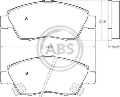 Гальмівні колодки, дискове гальмо (набір) A.B.S. 36831