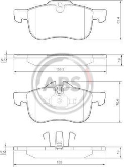 Гальмівні колодки, дискове гальмо (набір) A.B.S. 37151