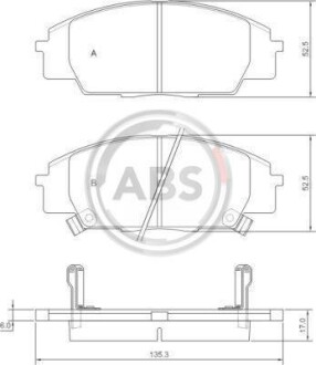 Гальмівні колодки дискові передн. Honda Civic, S2000, 2,0, 99-12 A.B.S. 37174 (фото 1)