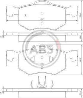 Гальмівні колодки, дискове гальмо (набір) A.B.S. 37255