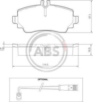 Гальмівні колодки перед. Mersedes A-class / Vaneo 1.6-1.9 02- A.B.S. 37336