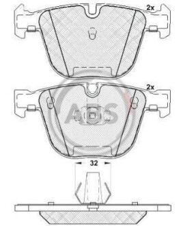 Гальмівні колодки, дискове гальмо (набір) A.B.S. 37371