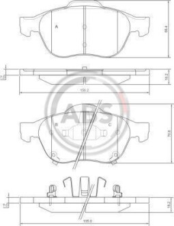 Гальмівні колодки, дискове гальмо (набір) A.B.S. 37402