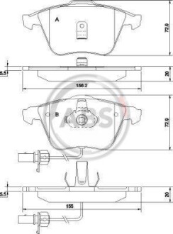 Гальмівні колодки, дискове гальмо (набір) A.B.S. 37425