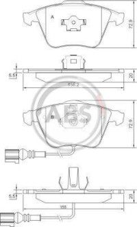 Гальмівні колодки, дискове гальмо (набір) A.B.S. 37426