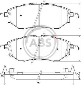 Гальмівні колодки, дискове гальмо (набір) A.B.S. 37502