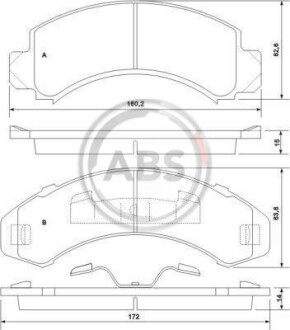 Гальмівні колодки, дискове гальмо (набір) A.B.S. 38249