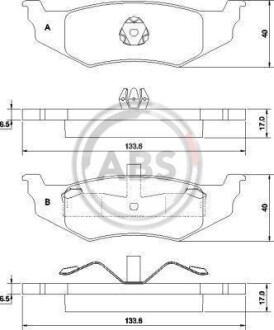 Гальмівні колодки, дискове гальмо (набір) A.B.S. 38782