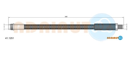 Гальмівний шланг вигнута передній лів (довжина 345мм, M10x1/F10x1) RENAULT CLIO I, CLIO II, THALIA I, TWINGO II 1.2-3.0 05.90- ADRIAUTO 41.1251