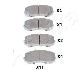 Гальмівні колодки, дискове гальмо (набір) ASHIKA 5005511