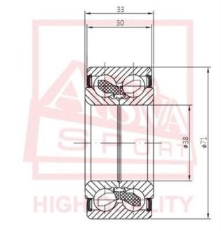 ПОДШИПНИК СТУПИЧНЫЙ ПЕРЕДНИЙ (38X71X33X30) (TOYOTA BB/OPEN DECK NCP30 2000-2005 TOYOTA BB/OPEN DECK NCP35 4WD 2003-2005 TOYOTA COROLLA 2 EL55 4WD 1994-1999 TOYOTA CORSA/TERCEL EL45 4WD 1990-1994 TOYOTA ECHO NCP12/NCP13 1999-2005 TOYOTA) ASVA DAC38710033-30