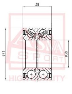 ПОДШИПНИК СТУПИЧНЫЙ ПЕРЕДНИЙ (TOYOTA YARIS/ECHO NCP10/SCP10 1999-2005) ASVA DAC38710039