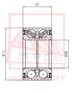 ПОДШИПНИК СТУПИЧНЫЙ ПЕРЕДНИЙ (38X73X40X40) (HONDA CIVIC CR-X EG1/EG2/EJ4 1992-1998 HONDA CIVIC EJ9/EK1/EK3/EK4 1995-2001 HONDA DOMANI MA4/MA5/MA6/MA7 1992-1996) ASVA DAC38730040 (фото 1)