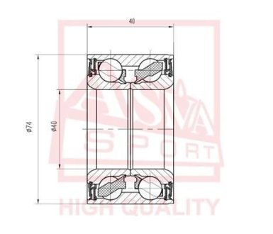 ПОДШИПНИК СТУПИЧНЫЙ ПЕРЕДНИЙ (40X74X40X40) (MAZDA 323 BJ 1998-2002 MAZDA PREMACY CP 1999-2005) ASVA DAC40740040