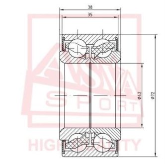 ПОДШИПНИК СТУПИЧНЫЙ ПЕРЕДНИЙ (42x72x38x35) (SUBARU IMPREZA G10 1992-2002) ASVA DAC42720038-35