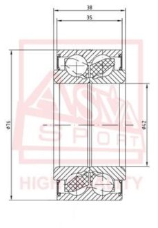 ПОДШИПНИК СТУПИЧНЫЙ ПЕРЕДНИЙ (42X76X38X35) (NISSAN BLUEBIRD U13 1991-1995 NISSAN MAXIMA CEFIRO A32 1994-2000 NISSAN PRIMERA P10 1990-1996 NISSAN PRIMERA P11 1996-2001) ASVA DAC42760038-35