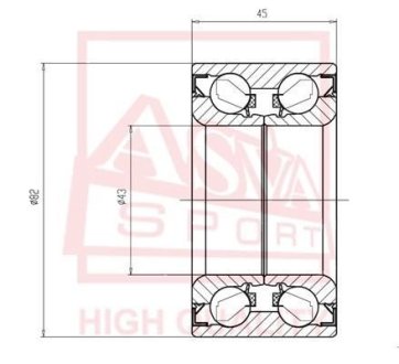 ПОДШИПНИК СТУПИЧНЫЙ ПЕРЕДНИЙ 43X82X45X45 (TOYOTA ALTEZZA/ALTEZZA GITA GXE15/JCE15 4WD 1998-2005 TOYOTA ARISTO JZS143 4WD 1991-1997 TOYOTA CAMRY ACV30/MCV30 2001-2006 TOYOTA MARK 2/CHAISER/CRESTA GX105 4WD 1996-2001 TOYOTA RAV4) ASVA DAC43820045