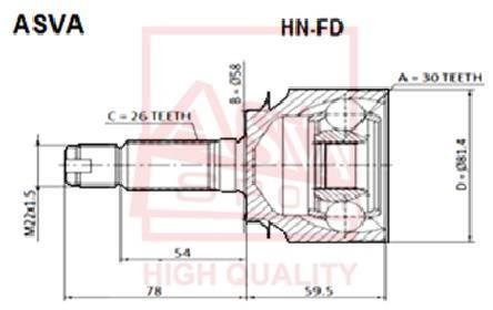 ШРУС НАРУЖНЫЙ 30x59,5x26 (HONDA CIVIC FD 2006-) ASVA HN-FD (фото 1)