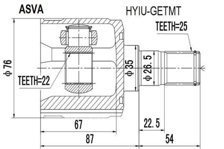 ШРУС ВНУТРЕННИЙ 22X35X25 (HYUNDAI GETZ 2002-2011) ASVA HYIU-GETMT