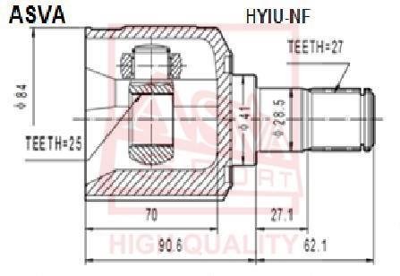 ШРУС ВНУТРЕННИЙ 25X41X27 (HYUNDAI NF SONATA 2005-) ASVA HYIU-NF