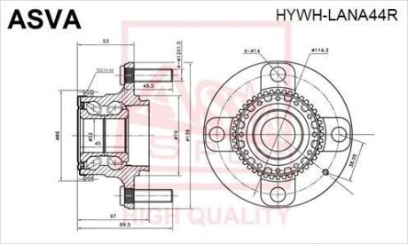 СТУПИЦА ЗАДНЯЯ (HYUNDAI ELANTRA/LANTRA 2000-) ASVA HYWH-LANA44R