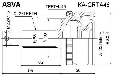 ШРУС НАРУЖНЫЙ 22x60x27 (HYUNDAI ELANTRA 2006-) ASVA KA-CRTA46