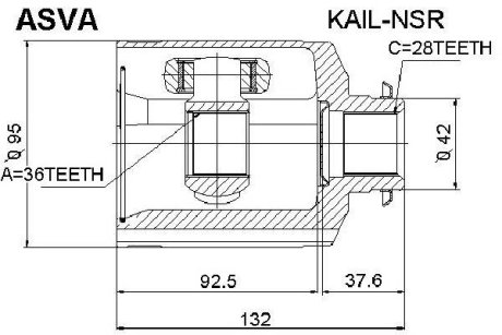 ШРУС ВНУТРЕННИЙ 36X42X28 (HYUNDAI SANTA FE (CM) 2006-2012) ASVA KAIL-NSR (фото 1)