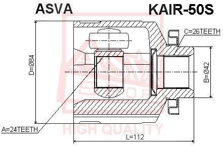 ШРУС ВНУТРЕННИЙ ПРАВЫЙ 24x42x26 (KIA SPORTAGE 2004-2010) ASVA KAIR-50S