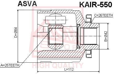 ШРУС ВНУТРЕННИЙ ПРАВЫЙ 25x42x26 (HYUNDAI TUCSON 2004-2010) ASVA KAIR-550