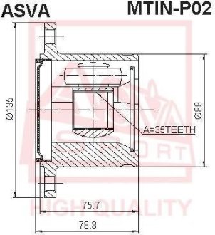 ШРУС ВНУТРЕННИЙ ПРАВЫЙ 35X135 (MITSUBISHI PAJERO III/MONTERO V68W/V78W 2000-2006) ASVA MTIN-P02