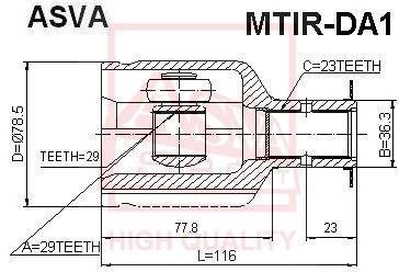 ШРУС ВНУТРЕННИЙ ПРАВЫЙ 29x36.5x23 (MITSUBISHI CARISMA DA 1995-2003) ASVA MTIR-DA1