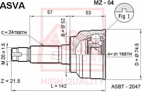 ШРУС НАРУЖНЫЙ 21X52X24 (MAZDA 323 BF 1985-) ASVA MZ-04