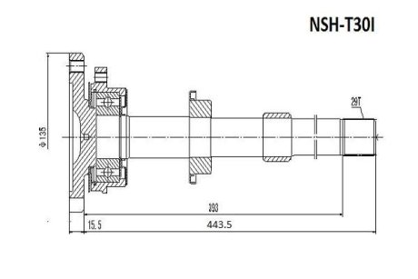 ПОЛУОСЬ С ПОДВЕСНЫМ ПОДШИПНИКОМ 29X445 (NISSAN X-TRAIL T30 2000-2006) ASVA NSH-T30I