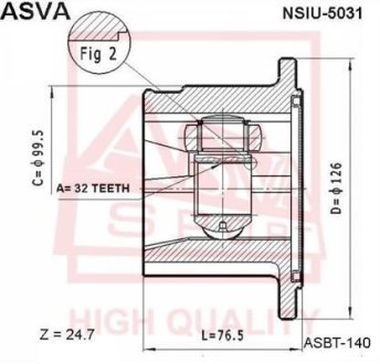 ШРУС ВНУТРЕННИЙ 32X126 (TERRANO R20) ASVA NSIU-5031