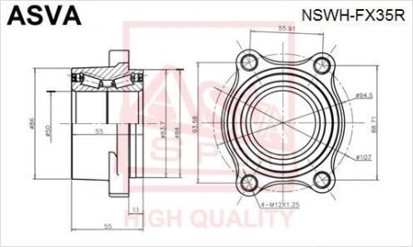 ПОДШИПНИК СТУПИЧНЫЙ ЗАДНИЙ (NISSAN INFINITI FX45/35 S50 2002-2008) ASVA NSWH-FX35R