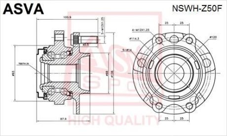 СТУПИЦА ПЕРЕДНЯЯ (NISSAN MURANO Z50 2002-2007 NISSAN TEANA J31 2003-2008) ASVA NSWH-Z50F