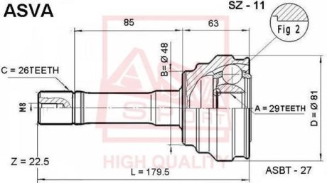 ШРУС НАРУЖНЫЙ 29X48X26 (SUZUKI VITARA SV420/SV620 1997-2002) ASVA SZ-11