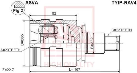 ШРУС ВНУТРЕННИЙ ПРАВЫЙ 23X32X23 (TOYOTA RAV4 SXA1# 1994-2000) ASVA TYIP-RAV4