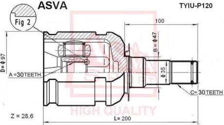 ШРУС ВНУТРЕННИЙ 30X47X30 (TOYOTA LAND CRUISER PRADO 120 2002-) ASVA TYIU-P120