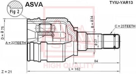 ШРУС ВНУТРЕННИЙ 22x34x23 (TOYOTA YARIS/ECHO NCP10/SCP10 1999-2005) ASVA TYIU-YAR13