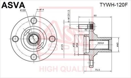 СТУПИЦА ПЕРЕДНЯЯ (TOYOTA COROLLA NZE120 2000-2008) ASVA TYWH-120F