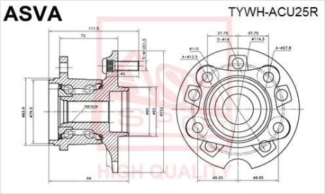 СТУПИЦА ЗАДНЯЯ (RX300 MCU35 2003-2006) ASVA TYWH-ACU25R