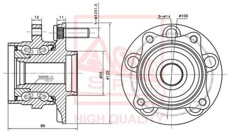 СТУПИЦА ПЕРЕДНЯЯ (TOYOTA PRIUS NHW20 2003-2009) ASVA TYWH-NHW20F