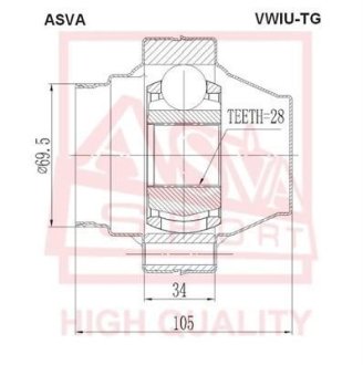 ШРУС ВНУТРЕННИЙ 28x112 (VOLKSWAGEN TOUAREG 2003-2010) ASVA VWIU-TG