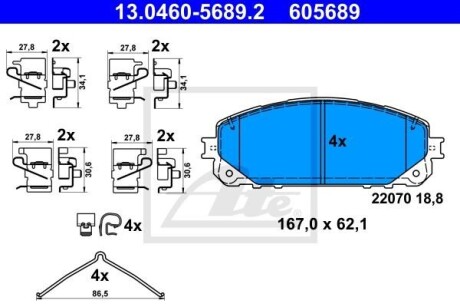 Гальмівні колодки CHEROKEE (KL), 06.13 ATE 13046056892