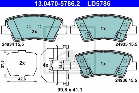 Гальмівні колодки дискові 24934 tyИ ATE 13047057862